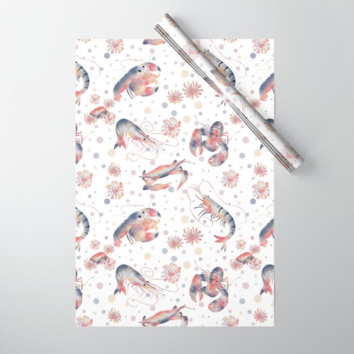 Happy Crustacean Pattern Wrapping Paper Gallery Image 1