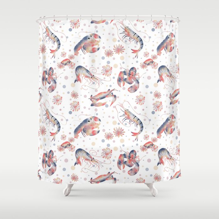 Happy Crustacean Pattern Shower Curtain Gallery Image 1