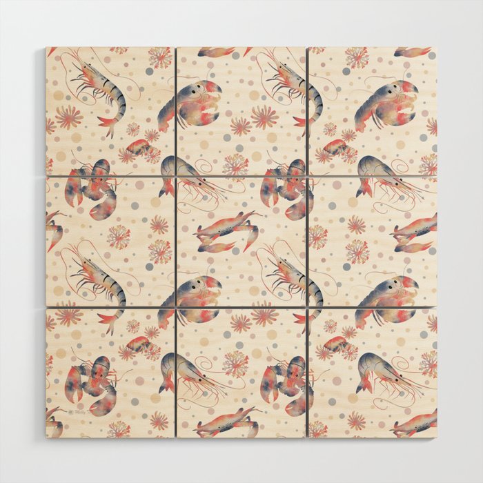 Happy Crustacean Pattern Wood Wall Art Gallery Image 1