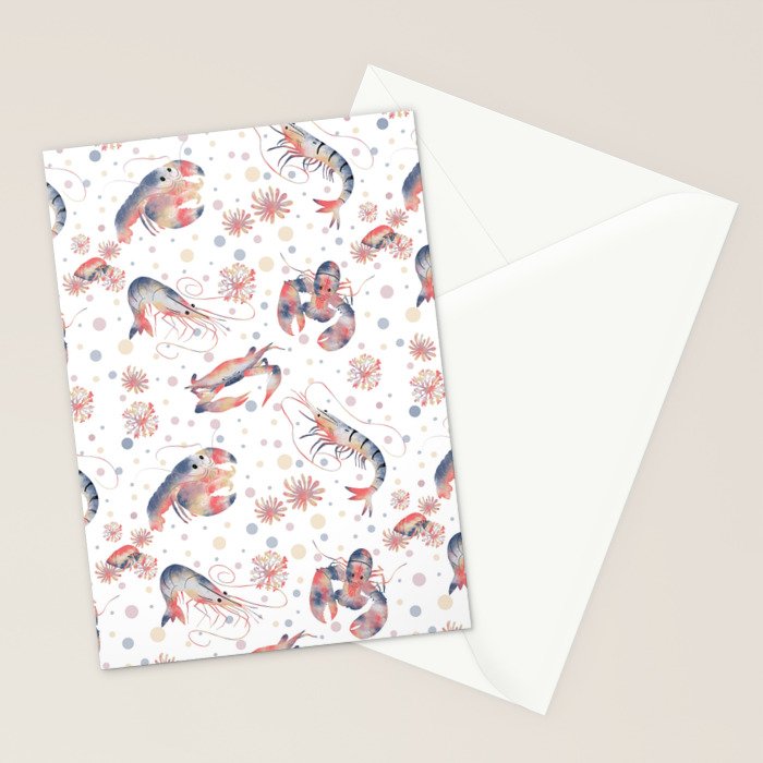 Happy Crustacean Pattern Stationery Card Gallery Image 2