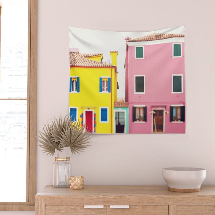 Get Happy - Burano Italy Travel Photography Wall Tapestry Gallery Image 2