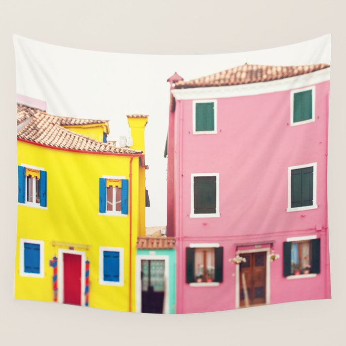Get Happy - Burano Italy Travel Photography Wall Tapestry Gallery Image 4