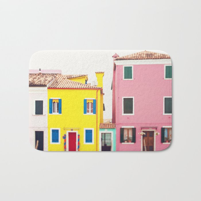 Get Happy - Burano Italy Travel Photography Bath Mat Gallery Image 1