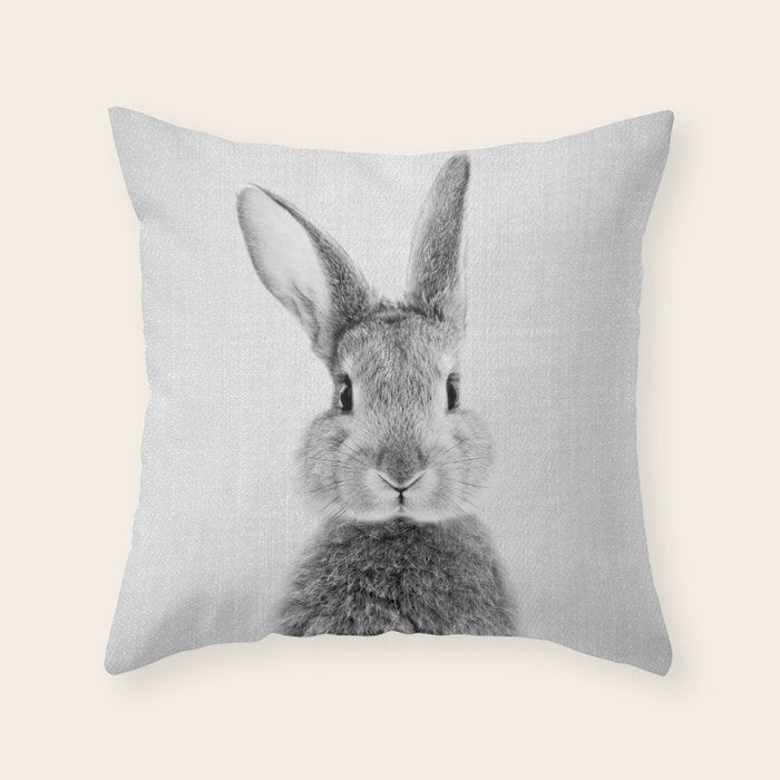 Rabbit - Black & White Throw Pillow Gallery Image 6