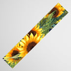 Festive, Sunflower, Yellow and Green on Navy Blue, Floral Prints Table Runner Gallery Image 3