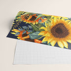 Festive, Sunflower, Yellow and Green on Navy Blue, Floral Prints Wrapping Paper Gallery Image 2