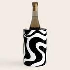 Liquid Swirl Abstract Pattern in Black and White Wine Chiller Gallery Image 2
