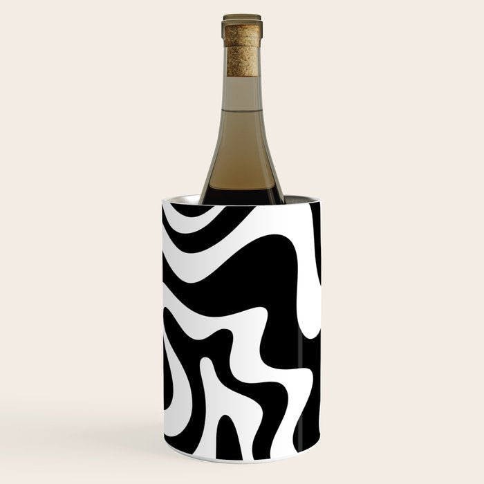 Liquid Swirl Abstract Pattern in Black and White Wine Chiller Gallery Image 1