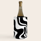 Liquid Swirl Abstract Pattern in Black and White Wine Chiller Gallery Image 3