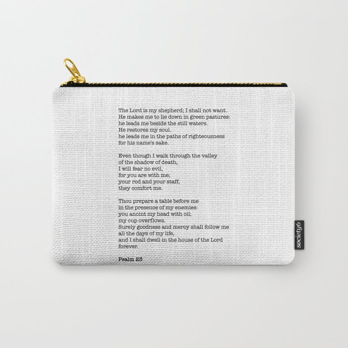 Psalm 23 Bible Verse Print - The LORD is my shepherd Carry All Pouch Gallery Image 1