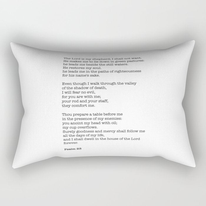 Psalm 23 Bible Verse Print - The LORD is my shepherd Rectangular Pillow Gallery Image 2