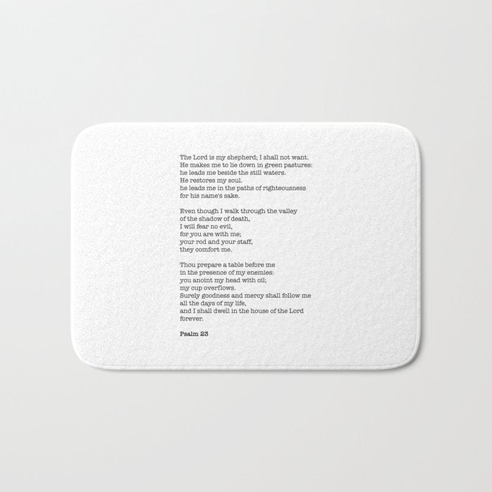 Psalm 23 Bible Verse Print - The LORD is my shepherd Bath Mat Gallery Image 1