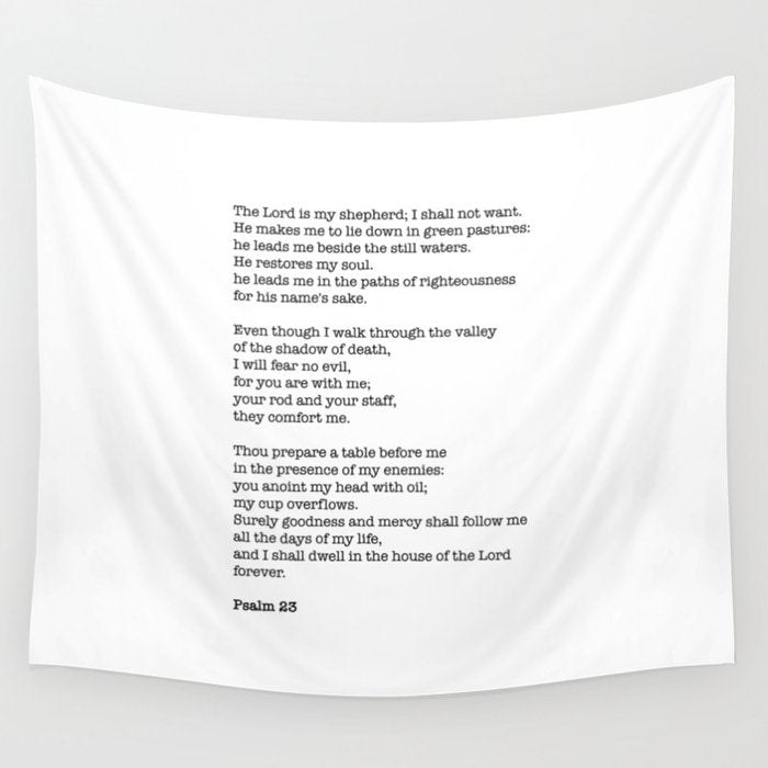Psalm 23 Bible Verse Print - The LORD is my shepherd Wall Tapestry Gallery Image 1