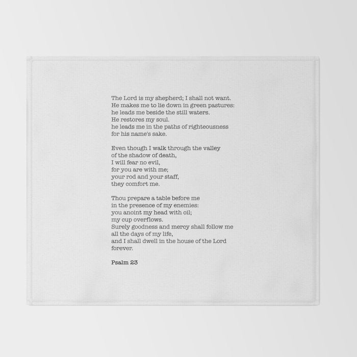 Psalm 23 Bible Verse Print - The LORD is my shepherd Throw Blanket Gallery Image 2
