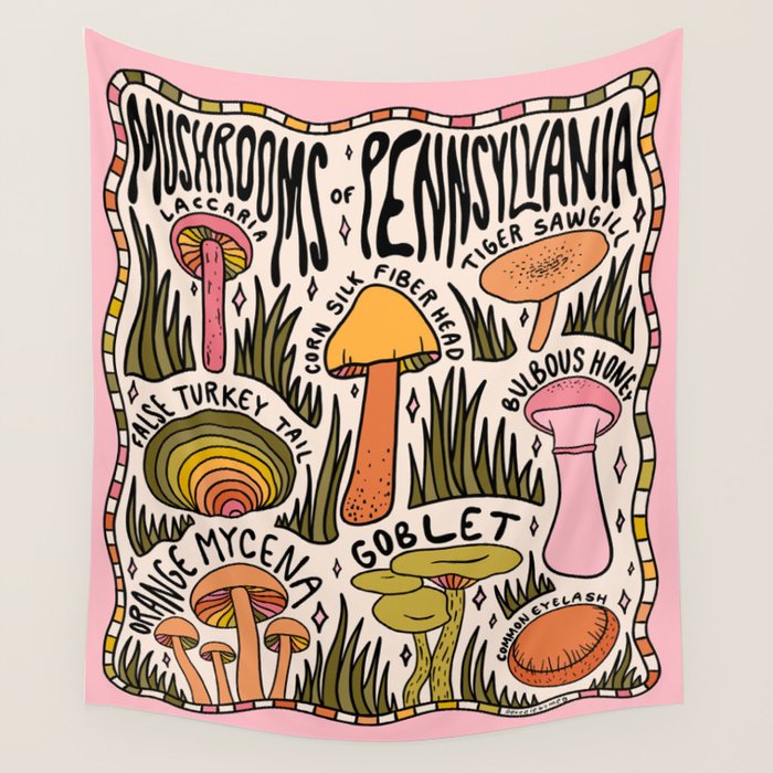 Mushrooms of Pennsylvania Wall Tapestry Gallery Image 4