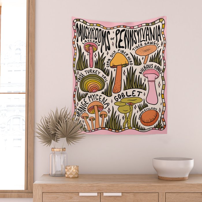 Mushrooms of Pennsylvania Wall Tapestry Gallery Image 2
