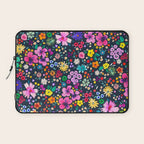 Millefleurs Spring Little Flowers Folky Navy Laptop Sleeve Gallery Image 1