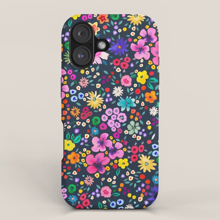 Millefleurs Spring Little Flowers Folky Navy iPhone Case Gallery Image 1