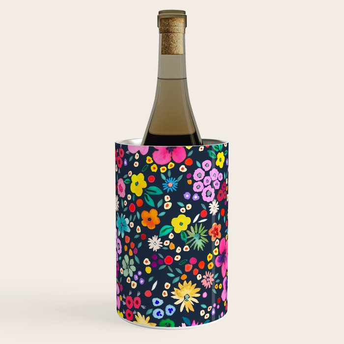 Millefleurs Spring Little Flowers Folky Navy Wine Chiller Gallery Image 3