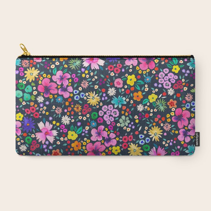 Millefleurs Spring Little Flowers Folky Navy Carry All Pouch Gallery Image 2