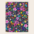 Millefleurs Spring Little Flowers Folky Navy Poster Gallery Image 4