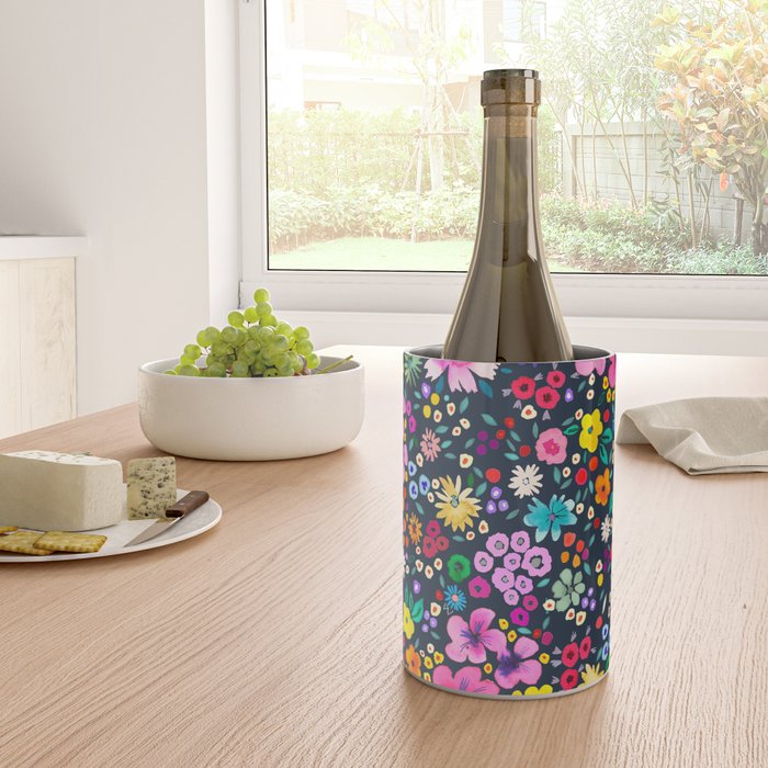 Millefleurs Spring Little Flowers Folky Navy Wine Chiller Gallery Image 4