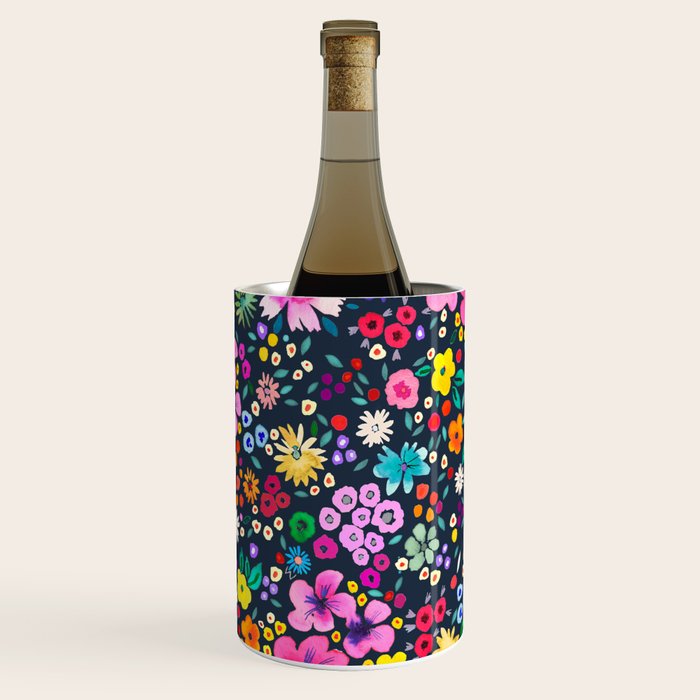 Millefleurs Spring Little Flowers Folky Navy Wine Chiller Gallery Image 1