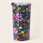 Millefleurs Spring Little Flowers Folky Navy Travel Mug Gallery Image 3
