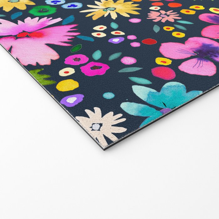 Millefleurs Spring Little Flowers Folky Navy Welcome Mat Gallery Image 2
