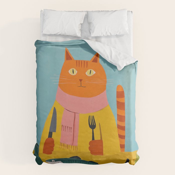 Hungry Cats Fish Feast Duvet Cover Gallery Image 1