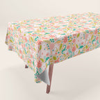 Dinosaurs + Unicorns in Pink + Teal Tablecloth Gallery Image 1