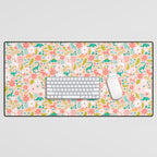 Dinosaurs + Unicorns in Pink + Teal Desk Mat Gallery Image 1