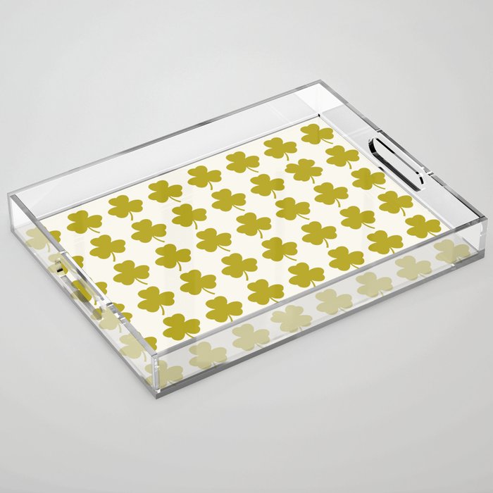 Clovers XIX Chartreuse Botanical Pattern Acrylic Tray Gallery Image 1