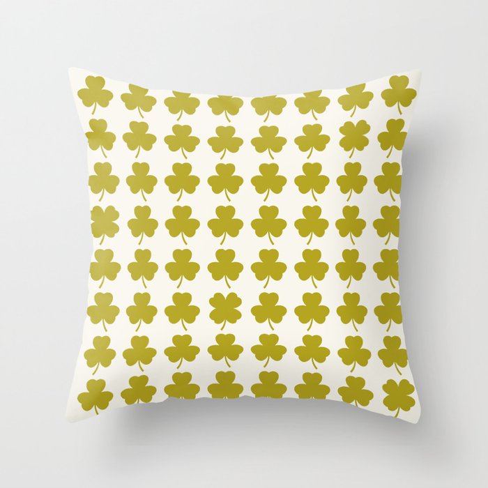 Clovers XIX Chartreuse Botanical Pattern Throw Pillow Gallery Image 6