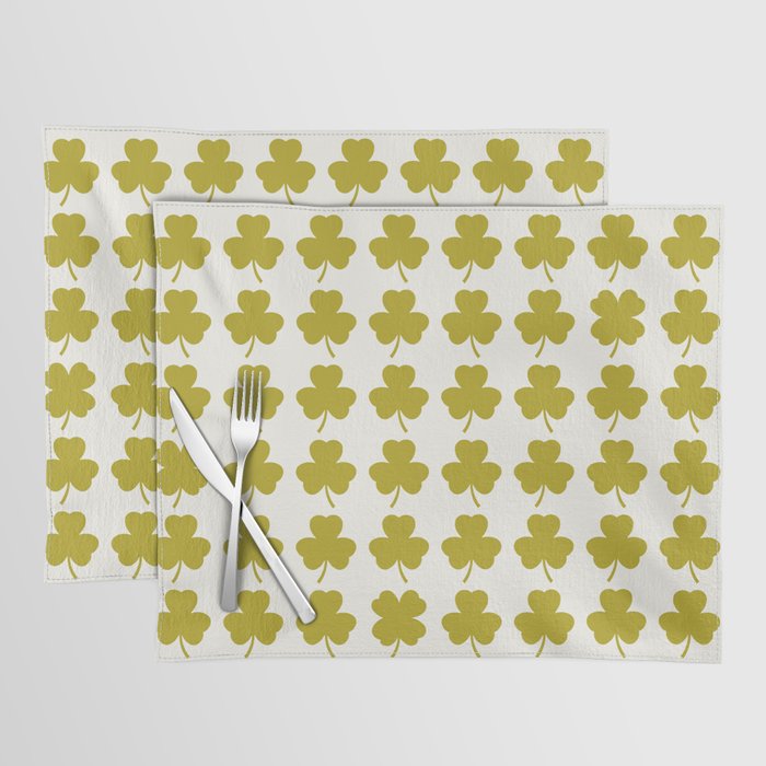 Clovers XIX Chartreuse Botanical Pattern Placemat Gallery Image 1