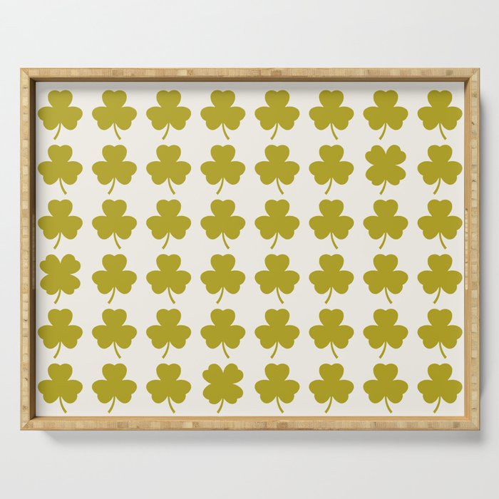 Clovers XIX Chartreuse Botanical Pattern Serving Tray Gallery Image 1