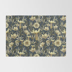 Midnight blue hand-drawn vintage garden  Rug Gallery Image 2