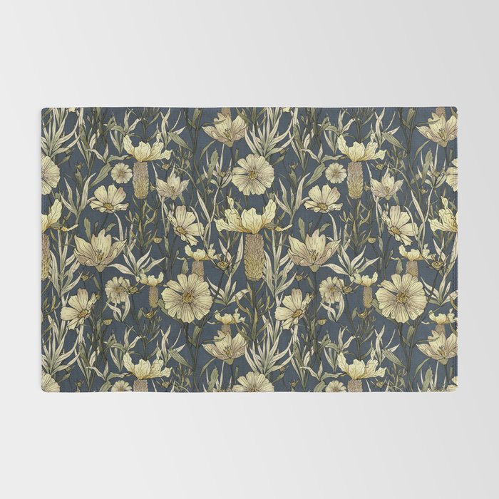 Midnight blue hand-drawn vintage garden  Rug Gallery Image 2