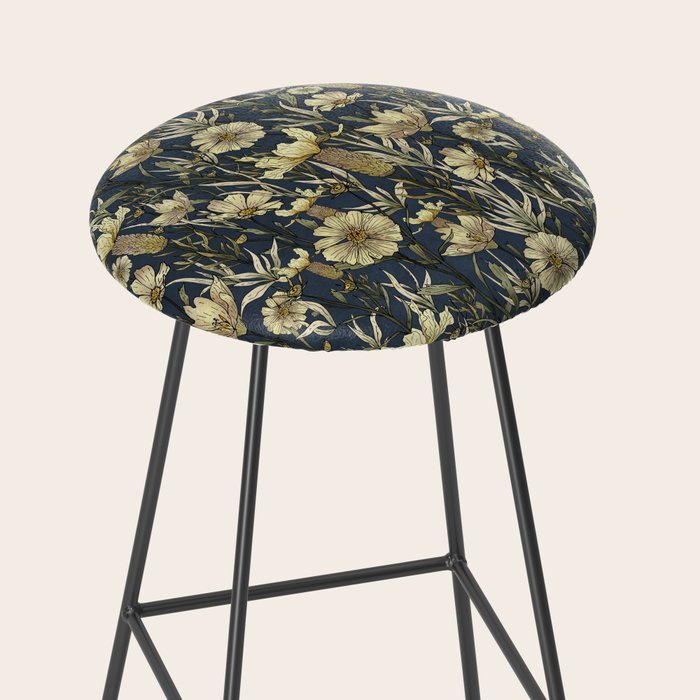 Midnight blue hand-drawn vintage garden  Stool Gallery Image 2