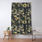 Midnight blue hand-drawn vintage garden  Window Curtain Gallery Image 5