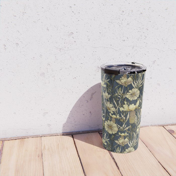 Midnight blue hand-drawn vintage garden  Travel Mug Gallery Image 4