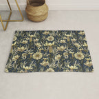 Midnight blue hand-drawn vintage garden  Rug Gallery Image 1