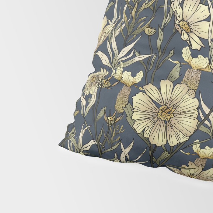 Midnight blue hand-drawn vintage garden  Pillow Sham Gallery Image 4