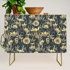 Midnight blue hand-drawn vintage garden  Credenza Gallery Image 1