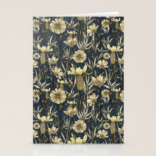 Midnight blue hand-drawn vintage garden  Stationery Card