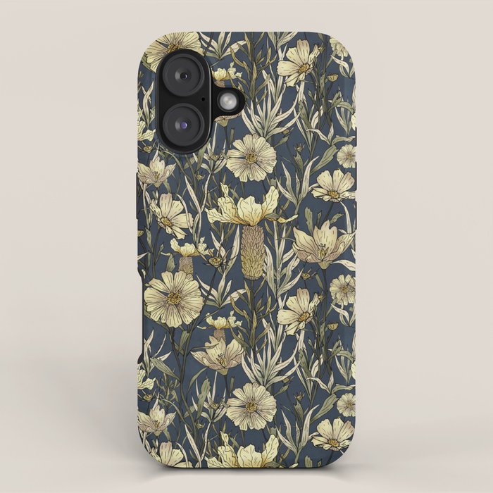Midnight blue hand-drawn vintage garden  iPhone Case Gallery Image 1