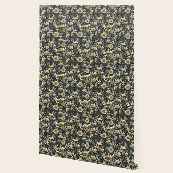 Midnight blue hand-drawn vintage garden  Wallpaper Gallery Image 2