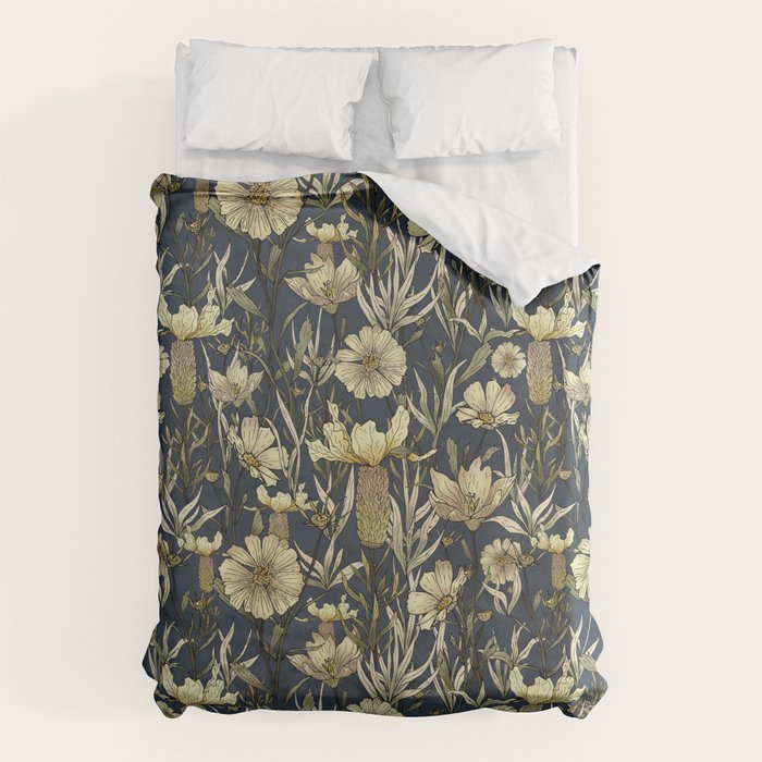 Midnight blue hand-drawn vintage garden  Duvet Cover Gallery Image 6