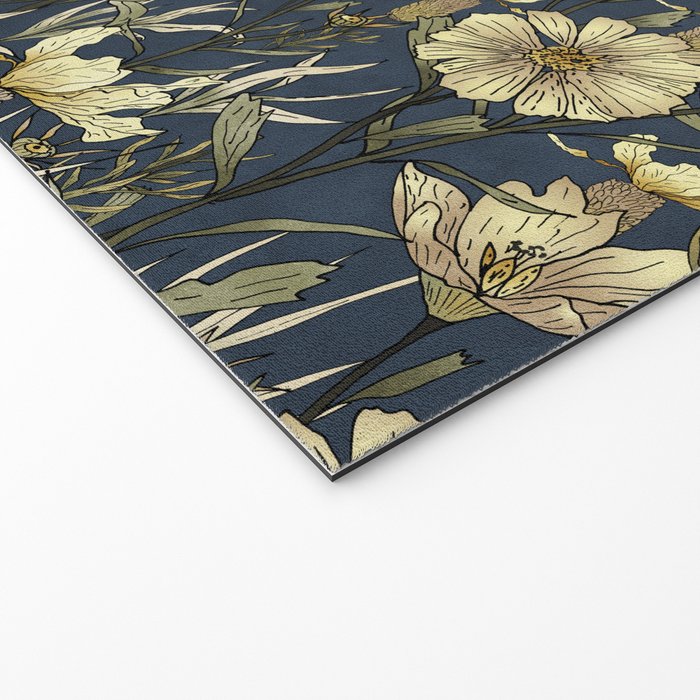 Midnight blue hand-drawn vintage garden  Welcome Mat Gallery Image 2