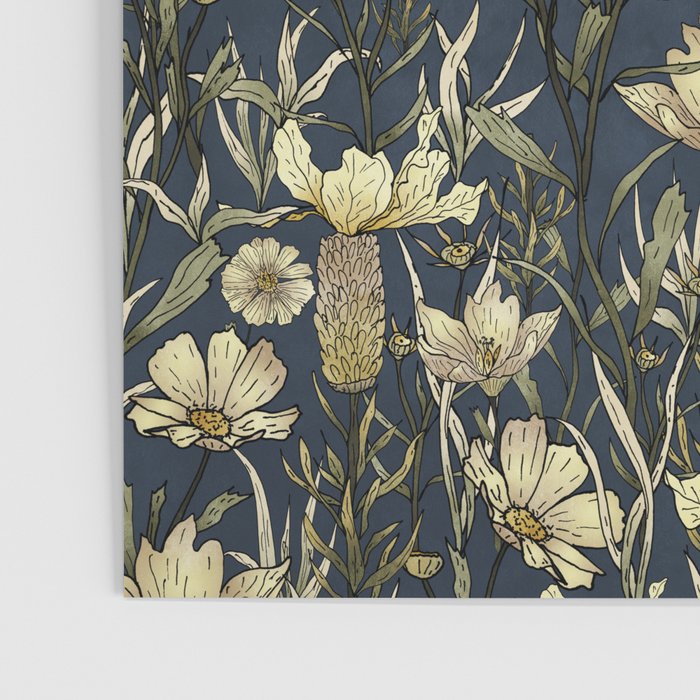 Midnight blue hand-drawn vintage garden  Poster Gallery Image 3